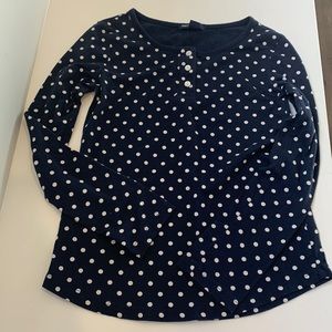 Gap kids L (10) navy/white polka dot long sleeve shirt